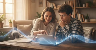 Language teacher and student reviewing a personalized AI-generated lesson together