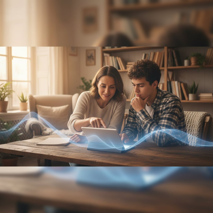 Language teacher and student reviewing a personalized AI-generated lesson together