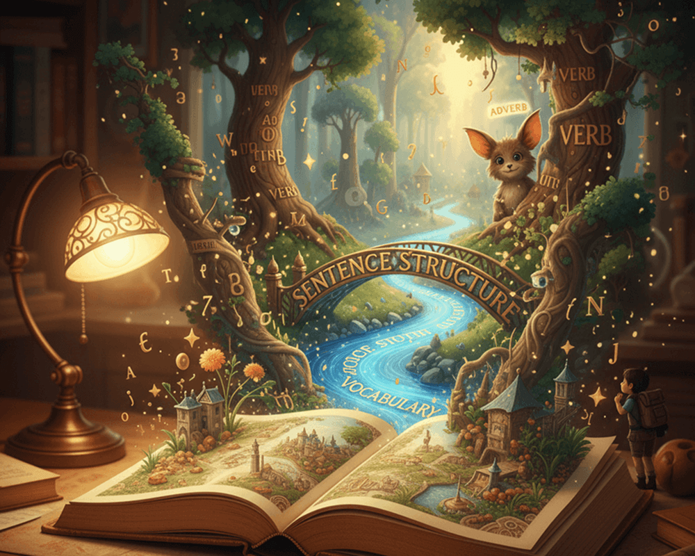 An image showing a book and magical world