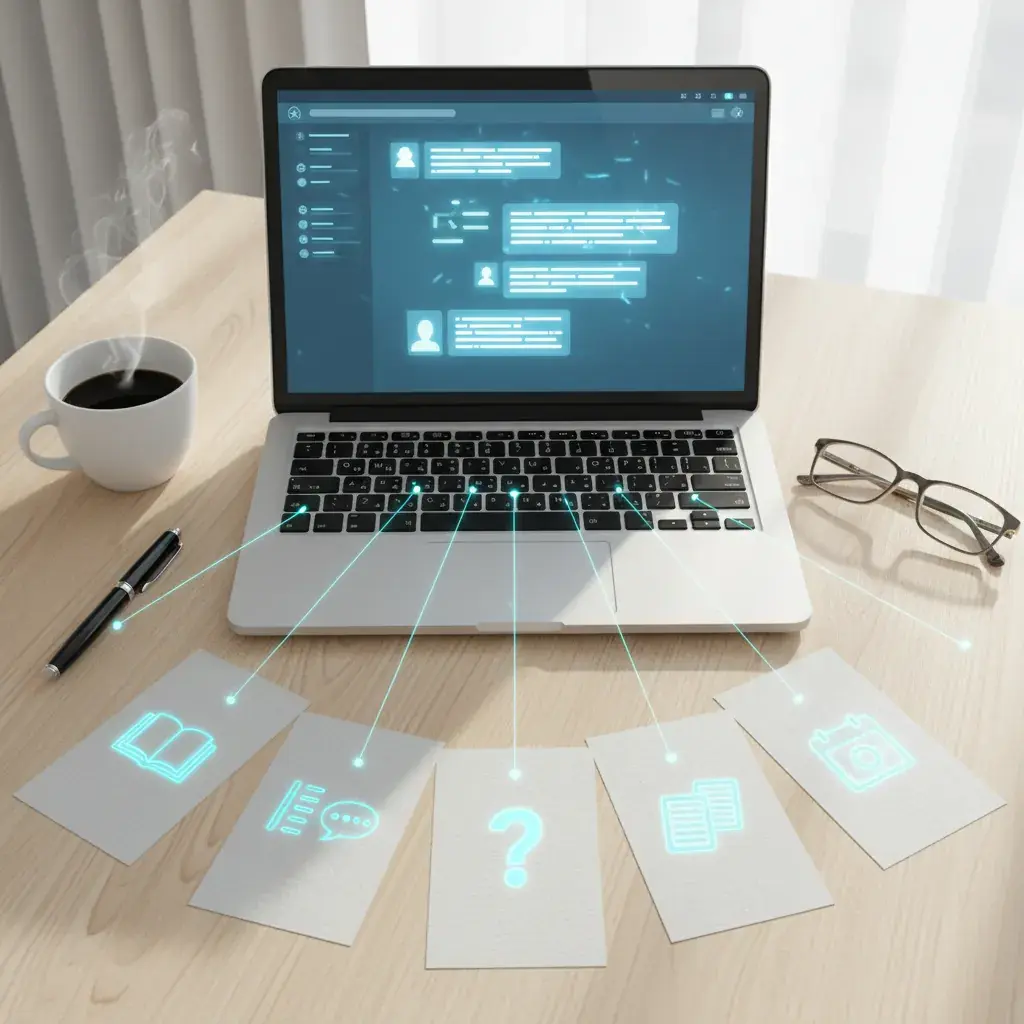 ESL teacher using ChatGPT prompts to create language learning materials on a laptop