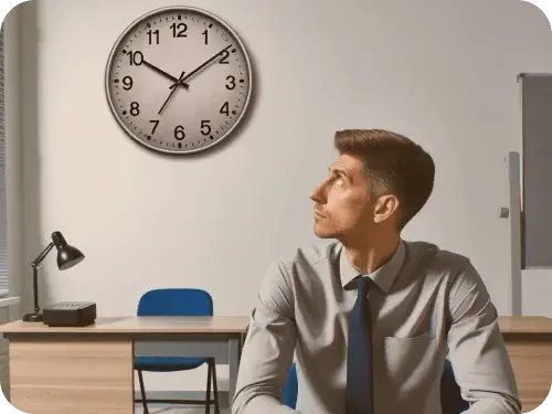 A teacher looking at a wall clock