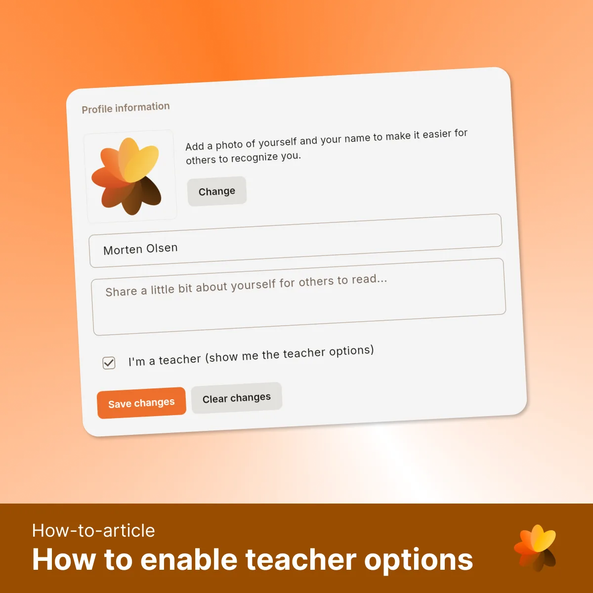 Screenshot on how to enable teacher options